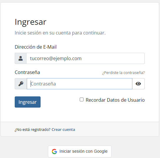 Capa7 client area login screen
