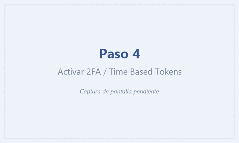 Button to enable two-factor authentication and the Time Based Tokens option